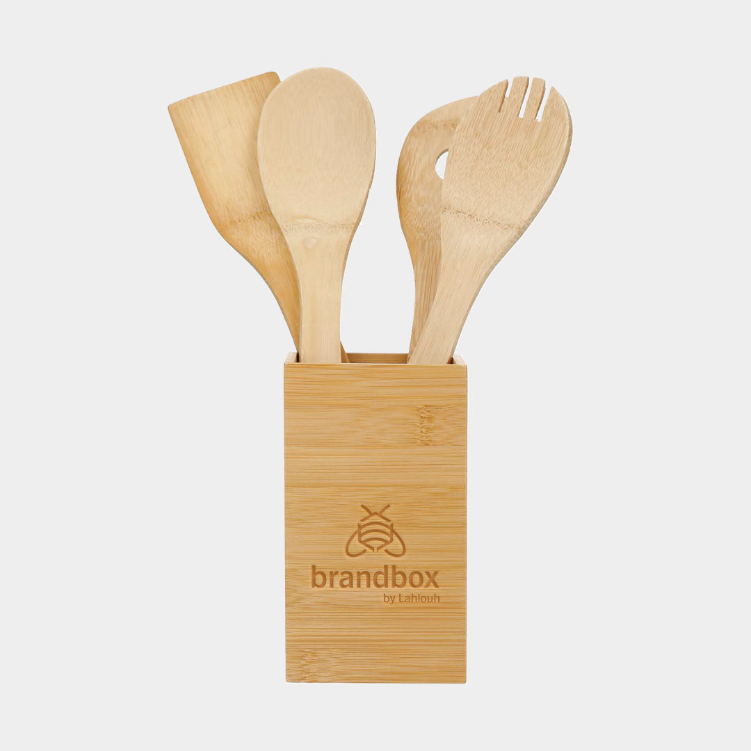Bamboo 4-piece Kitchen Tool Set and Canister